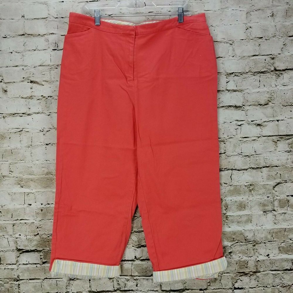 Duck Head Women's Capri Pants Size 16 Pink Denim Cropped Casual Walking Career